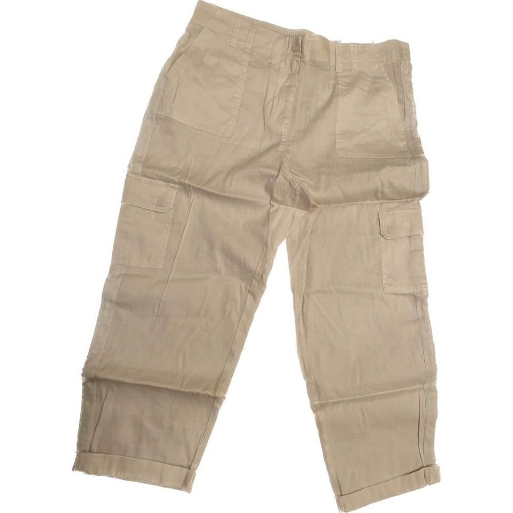 CHICO'S The Ultimate Fit Linen Blend Casual Cargo Crop Pants -SIZE 2.5